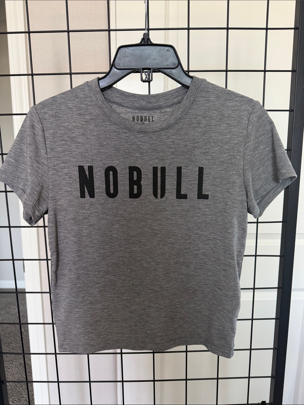 NOBULL Gray Crop Tee with Black Logo